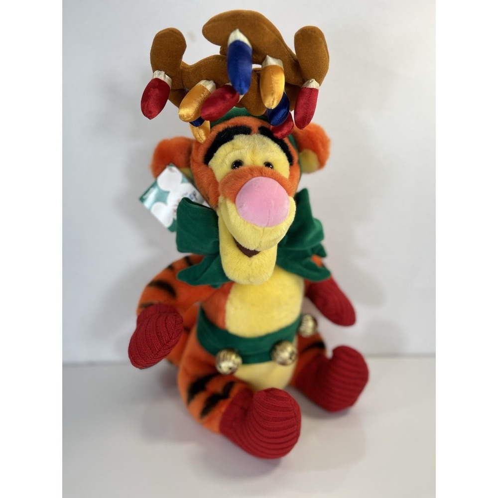 VTG Reindeer Tigger Stuffed Animal The Disney Store Christmas Holiday‎ Plush NWT